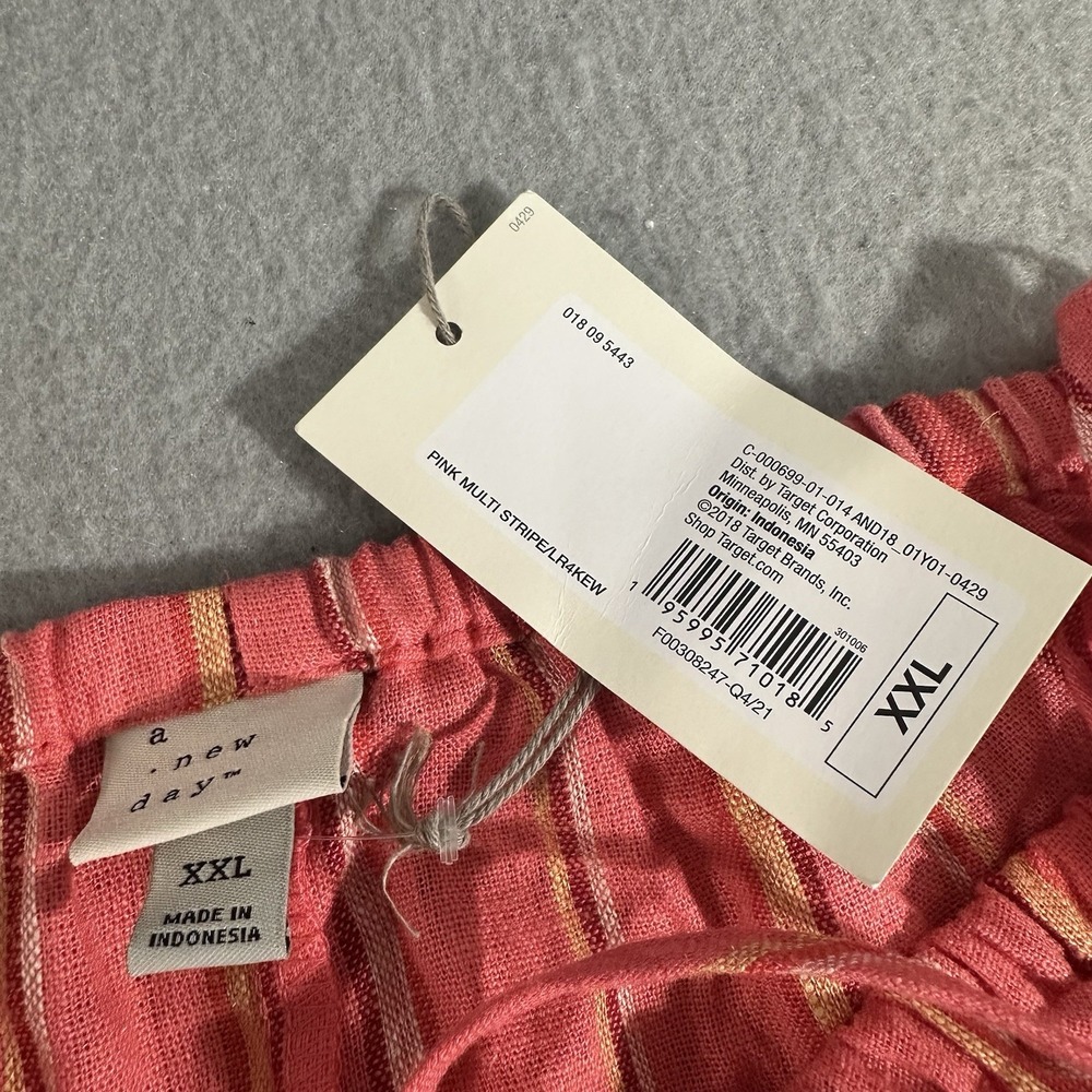 A New Day Women's XXL Dress‎ Pink Striped Sleeveless Shift Linen Blend New - Picture 12 of 14